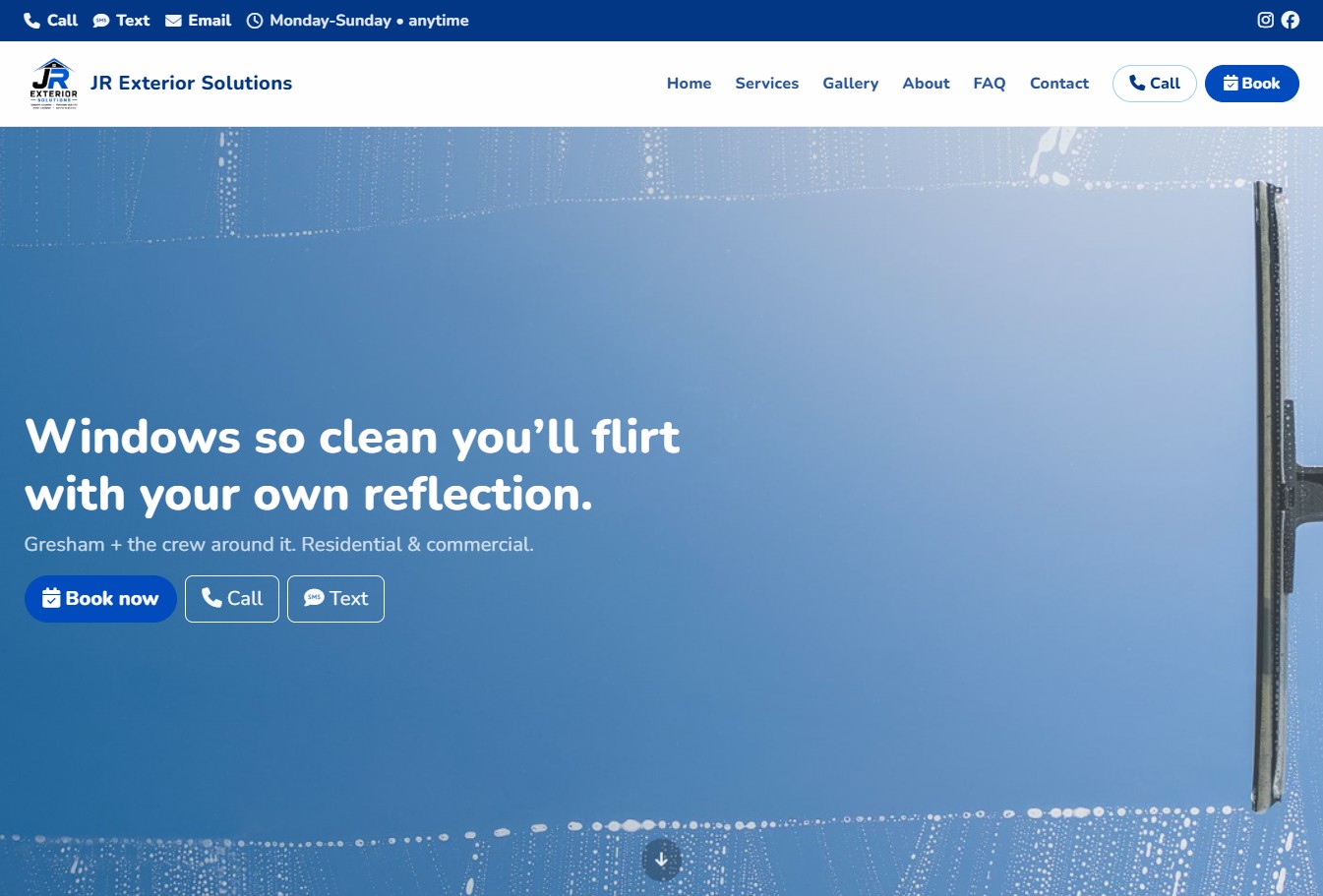 JR Exterior Solutions website screenshot